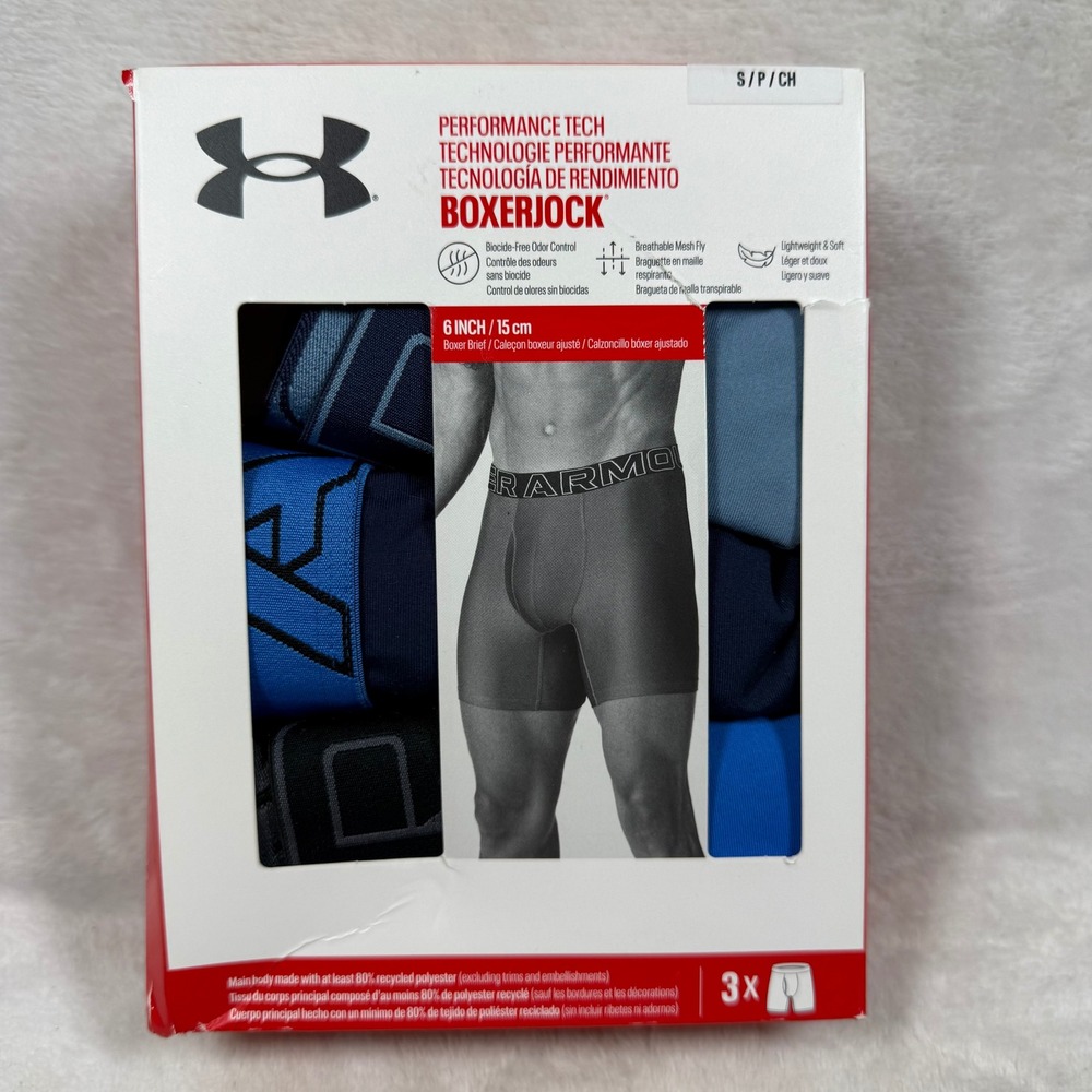 Under Armour Mens Boxerjock 6 Inch Performance Tech Boxer Briefs 3-Pack UUSHJ823